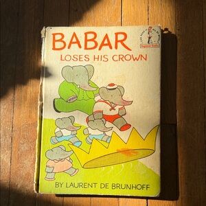 1967 Vintage Babar Loses His Crown Children's Book by Laurent De Brunhoff